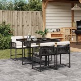 Gossi set mobilier de gradina cu perne, 5 piese, negru, poliratan