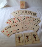 PATIENCE - Playing Cards - set complet de carti vechi de joc - miniaturi 6.7 x 4.5 cm - jucarie veche de colectie probabil din anii 1940- 1950