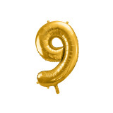 Balon Folie Cifra 9 Auriu, 86 cm