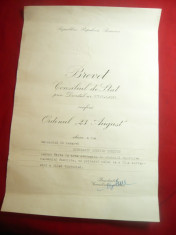 Brevet pt. Ordinul 23 August cl.V RPR , cu semnatura Chivu Stoica (probabil) foto