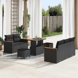 vidaXL Set de canapele pentru grădină cu pernă 8 pcs Negru Rattan poli