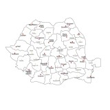 Harta decorativa pentru perete Romania cu orase principale, PVC, 50x70cm, rezistenta la apa