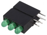 LED Verde 2.8mm 3 Diode 20mA 40&deg; 10-20mcd
