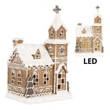 Cumpara ieftin Casuta Turta Dulce Craciun polirasina maro alba cu led 14x12x23 cm