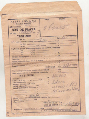 bnk div Astra Romana - 1947 - plic Bon de plata foto