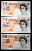 44 MAREA BRITANIE ANGLIA ELIZABETH II 3X10 POUNDS 2000 SERII CONSECUTIVE VF/XF