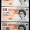 44 MAREA BRITANIE ANGLIA ELIZABETH II 3X10 POUNDS 2000 SERII CONSECUTIVE VF/XF
