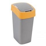 Cos de gunoi Curver Flip Bin 10L, Capac batant, 18.9x35x23.5 cm, Gri/Galben