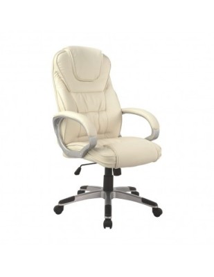 Scaun directorial SL Q031, Piele ecologica, Inaltime reglabila, Mecanism de balans, Cadru polipropilena, 100 Kg, Crem foto