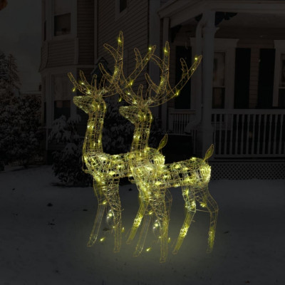 vidaXL Decorațiuni reni de Crăciun, 2 buc., alb cald, 120 cm, acril foto