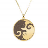 Yin&amp;Yang - Colier personalizat cu doua pisici din argint 925 placat cu aur galben 24K