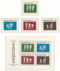 Bahamas 1984 Mi 565/68 + bl 42 MNH - Jocurile Olimpice de vara, Los Angeles