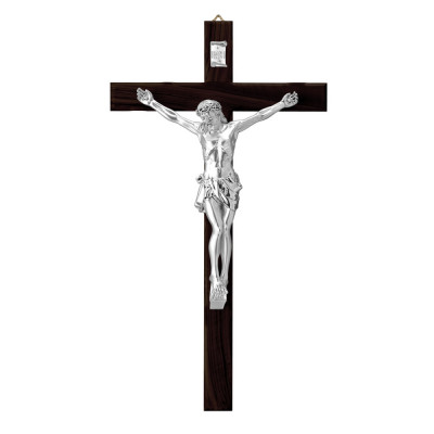 Cruce Lemn si Crucifix Argint 25 cm COD: 4717 foto