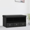 VidaXL Bancă depozitare pliabilă, negru, 76x38x38 cm, imitație p&acirc;nză 338804