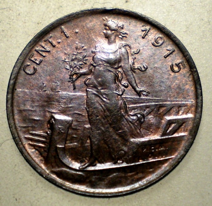 E.137 ITALIA VITTORIO EMANUELE III 1 CENTESIMO 1915 R XF+
