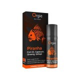 Cremă ORGIE Piranha, susține erecțiile puternice și de durată, cu efect de &icirc;ncălzire, conține ulei de pește Piranha și Ginseng, 15 ml