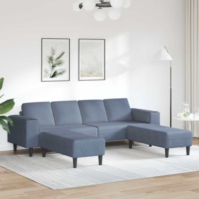 vidaXL Sofa din material textil cu pernă albastru Țesătură de catifea 3335134 foto