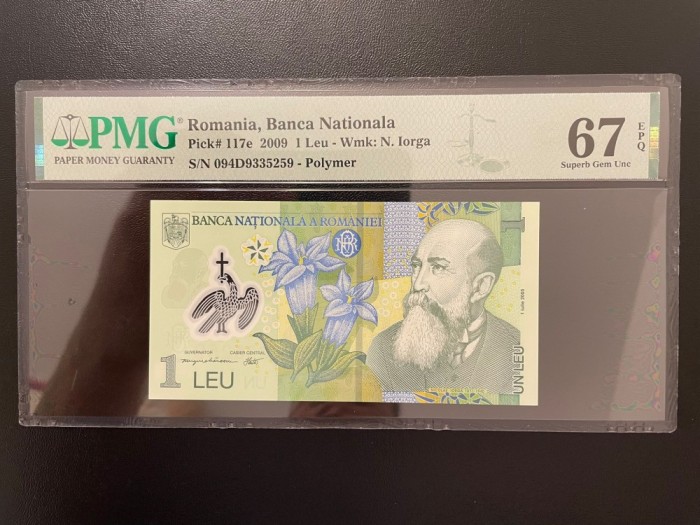 Romania 1 leu 2009 pick 117e grad 67 pmg