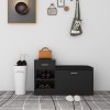Bancă pantofar negru extralucios, 94,5x31x57 cm, lemn prelucrat