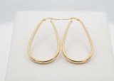 Cumpara ieftin Cercei Placati cu Aur Elongated Teardrop Hoops , Linii Fluide E i Minimaliste