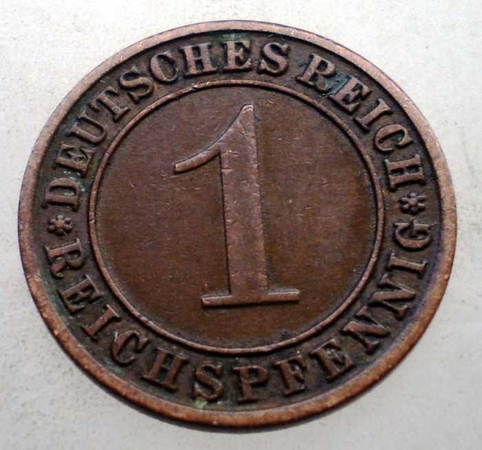 2.700 GERMANIA WEIMAR 1 REICHSPFENNIG 1933 A