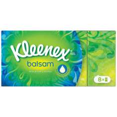 Batiste igienice uscate Kleenex Balsam, 8 pachete cu 9 batiste