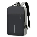 Rucsac, pentru Laptop, Business, cu USB, Gri, din poliester, compartiment principal mare, buzunar frontal organizator, bretele ergonomice