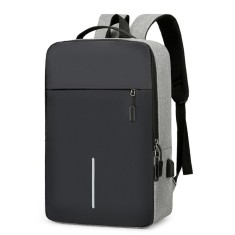 Rucsac, pentru Laptop, Business, cu USB, Gri, din poliester, compartiment principal mare, buzunar frontal organizator, bretele ergonomice