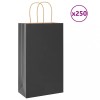 VidaXL Pungi de h&acirc;rtie 250 buc cu m&acirc;nere negre 21x11x36 cm