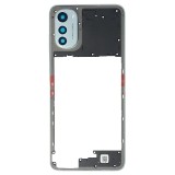 Carcasa Mijloc Argintie Motorola Moto E32, Buton Volum, Geam Camera, Bulk