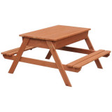 Set masuta de gradina cu bancute din lemn si cutie pentru nisip Ginger Home