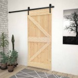 vidaXL Ușă glisantă Natural și Negru 80 x 210 cm Lemn masiv de pin 3444856