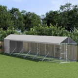 VidaXL Padoc exterior cu acoperiș argintiu 2x14x2,5 m oțel galvanizat