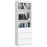 Biblioteca, placa laminata, 3 sertare, 3 rafturi, alb, 60x35x180 cm, Artool