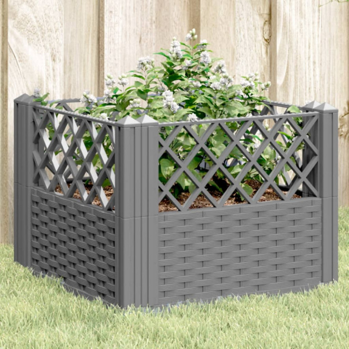Jardiniera gradina cu tarusi gri deschis, 43,5x43,5x43,5 cm, PP GartenMobel Dekor