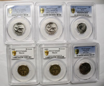 SAMPLES GRADATE PCGS DIFERITE TARI . 6 BUC . SUA, HONG KONG , MACAO . foto