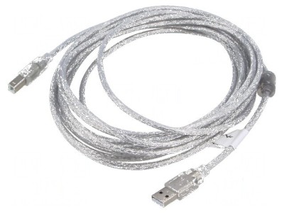 Cablu USB 2.0 A la B aurit 5m transparent foto