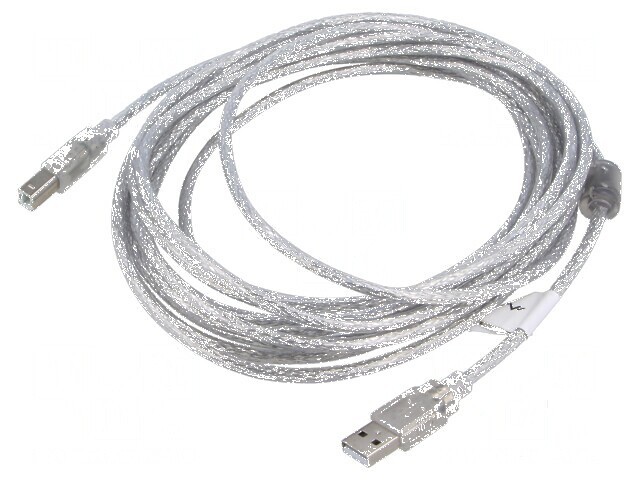 Cablu USB 2.0 A la B aurit 5m transparent