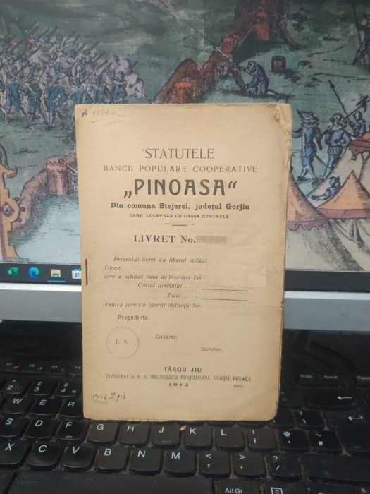 Statutele Băncii Populare Cooperative Pinoasa din comuna Stejerei, azi sat &icirc;n comuna C&acirc;lnic, județul Gorj, T&acirc;rgu Jiu 1912, 013