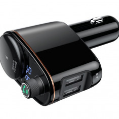 Modulator Fm Bluetooth 2 Porturi Usb Baseus Transmițător FM Bluetooth MP3 Încărcător Auto 2x USB 3.4A Negru CCALL-RH01