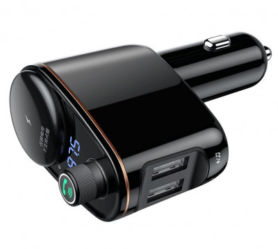 Modulator Fm Bluetooth 2 Porturi Usb Baseus Transmițător FM Bluetooth MP3 &amp;Icirc;ncărcător Auto 2x USB 3.4A Negru CCALL-RH01 foto