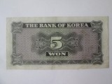 Rara! Coreea de Sud 5 Won 1962,bancnota din imagini,pentru una identica dar in stare mult mai slaba se cereau 200 Lei!