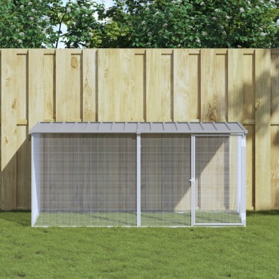 vidaXL Coteț pui cu acoperiș gri deschis 203x98x90 cm oțel galvanizat foto