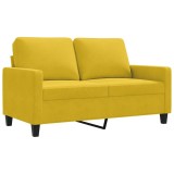 Cumpara ieftin Canapea cu 2 locuri, galben, 120 cm, catifea