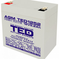 Acumulator stationar 12V 5,2Ah High Rate F2 AGM VRLA TED Electric TED1252