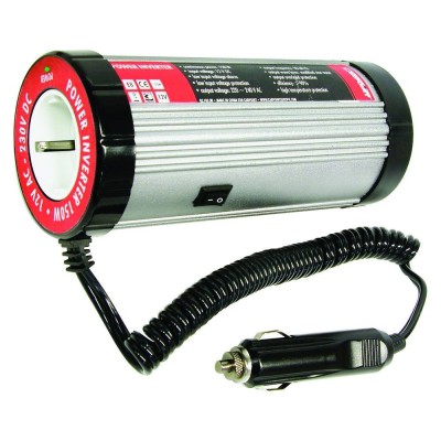 Invertor de tensiune auto Carpoint 12V-230V 150W 50-60Hz model rotund cu protectie supra-sarcina baterie descarcata supravoltaj scurt-circuit tempera foto