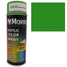 Spray vopsea galben verzui, RAL 6018, lucioasa, Morris, 400 ml, acrilica, cu uscare rapida, pentru suprafete din lemn, metal, aluminiu, sticla, piatra foto