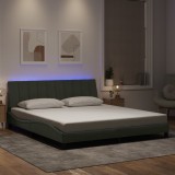 VidaXL Cadru de pat cu lumini LED, gri deschis, 180x200 cm, catifea