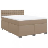 Cumpara ieftin Pat box spring cu saltea, cappuccino, 140x190cm piele ecologica
