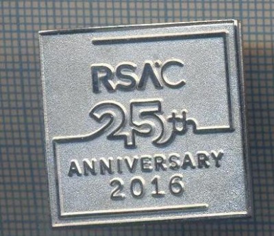 AX 977 INSIGNA -RSA&amp;#039;C 25TH ANNIVERSARE 2016 -CYBERSECURITY -PENTRU COLECTIONARI foto